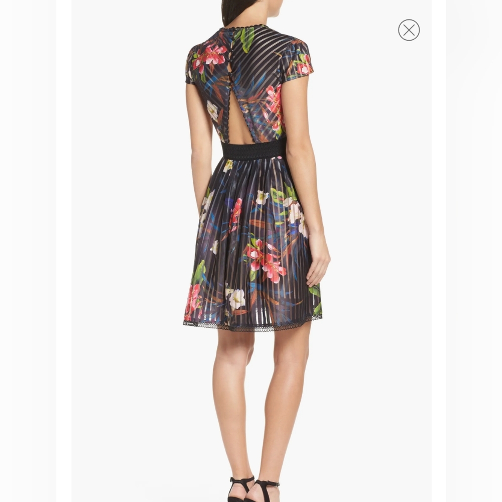 Chelsea28 fit and flare floral open back dress